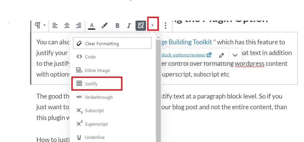 Justify Text in WordPress Gutenberg